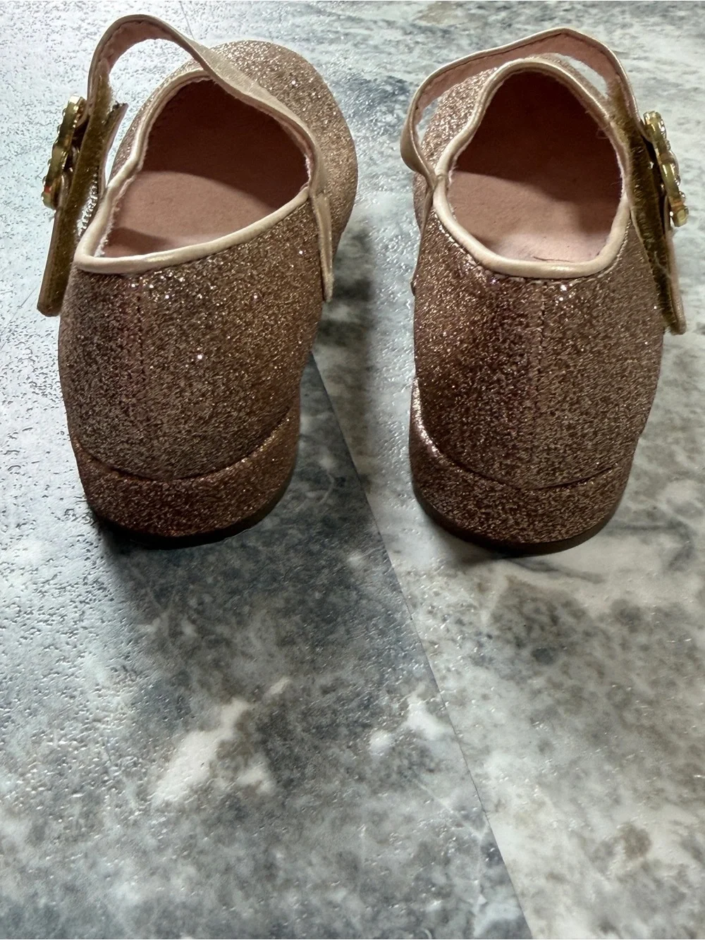 Girls Glitter Mary Jane Dress Shoes in Rose Gold